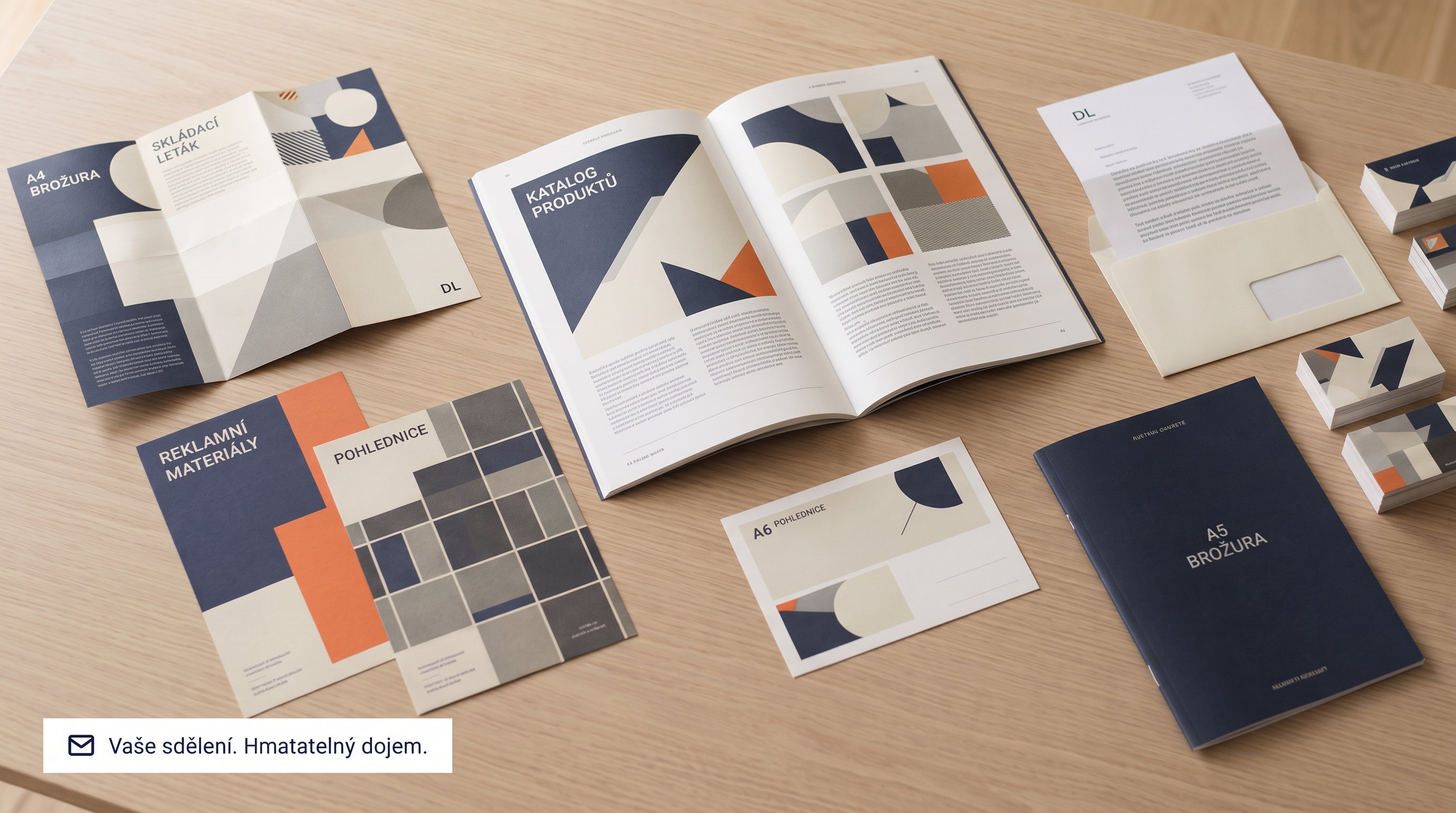 Tiskoviny, katalog a obálky připravené k personalizaci
